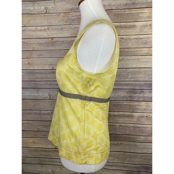 Boden UK Size 10 Blouse Sleeveless Yellow Ribbon Detail Circle Design Zip Side - Picture 6 of 11